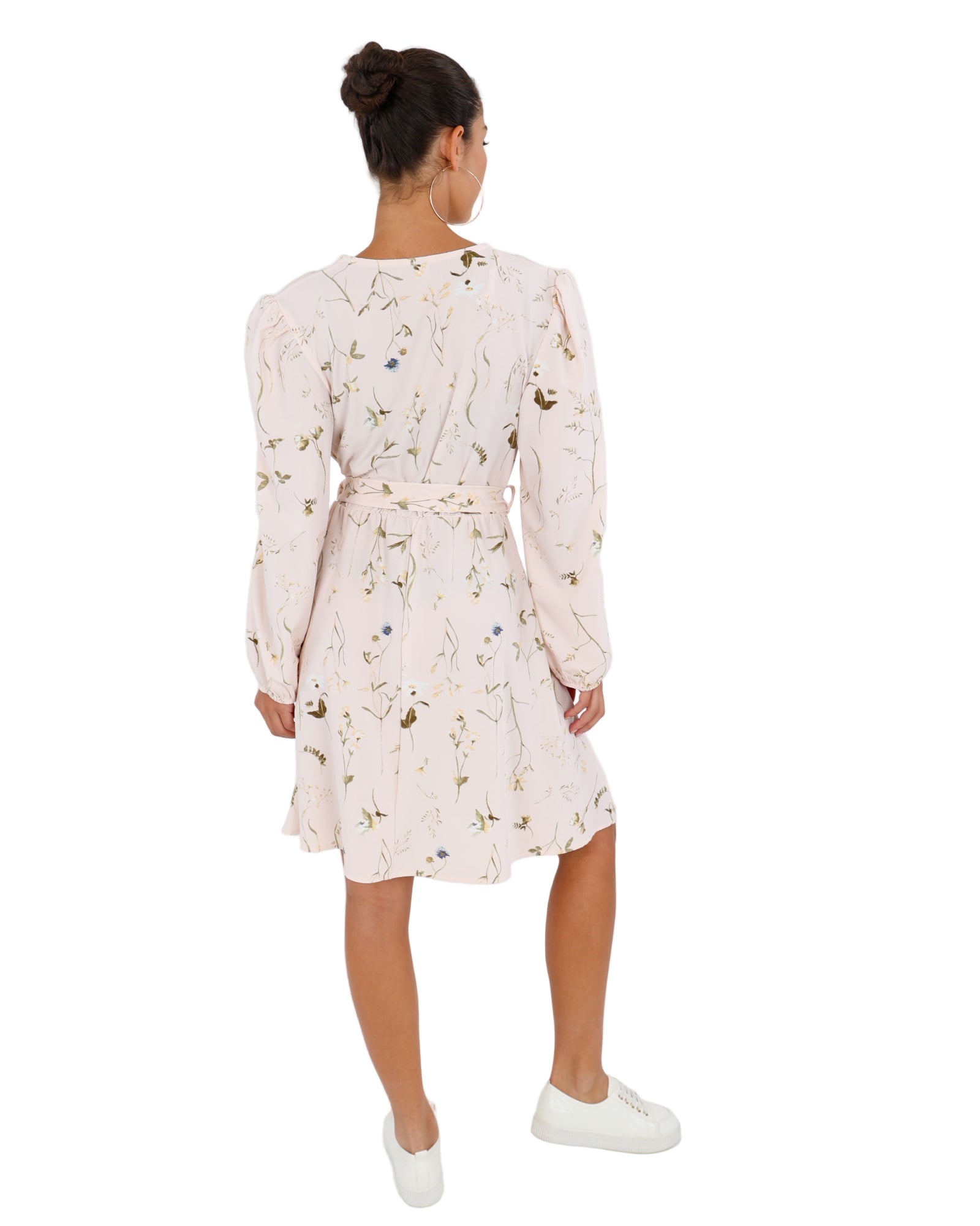 Long Sleeve Floral Wrap Mini Dress