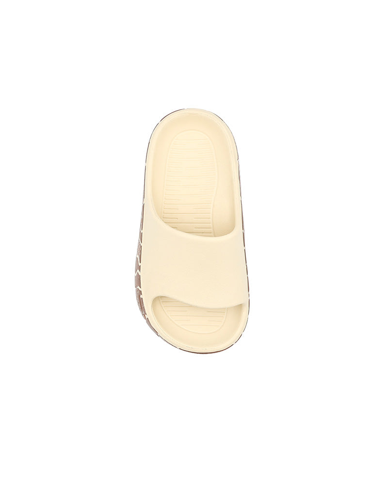 Girls Beige Side Print Detail Pool Slide