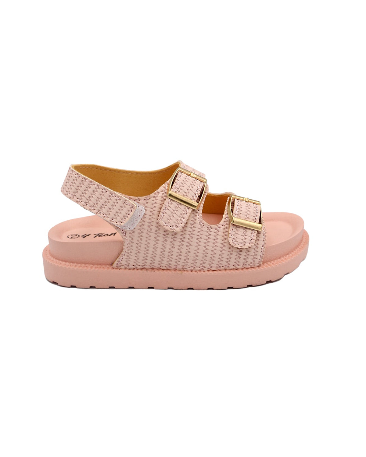 Girls Surface Interest Double Buckle Cleated Sandal