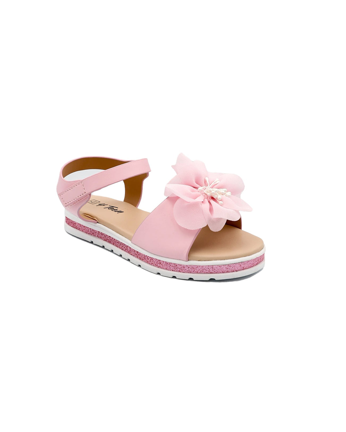 Girls Flower Detail Cleated Glitter Sandal
