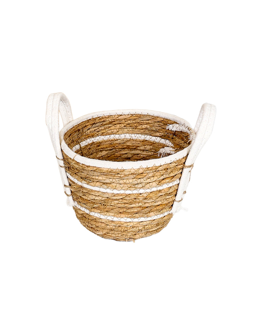Small White Cotton Inset Tubby Bulrush Basket