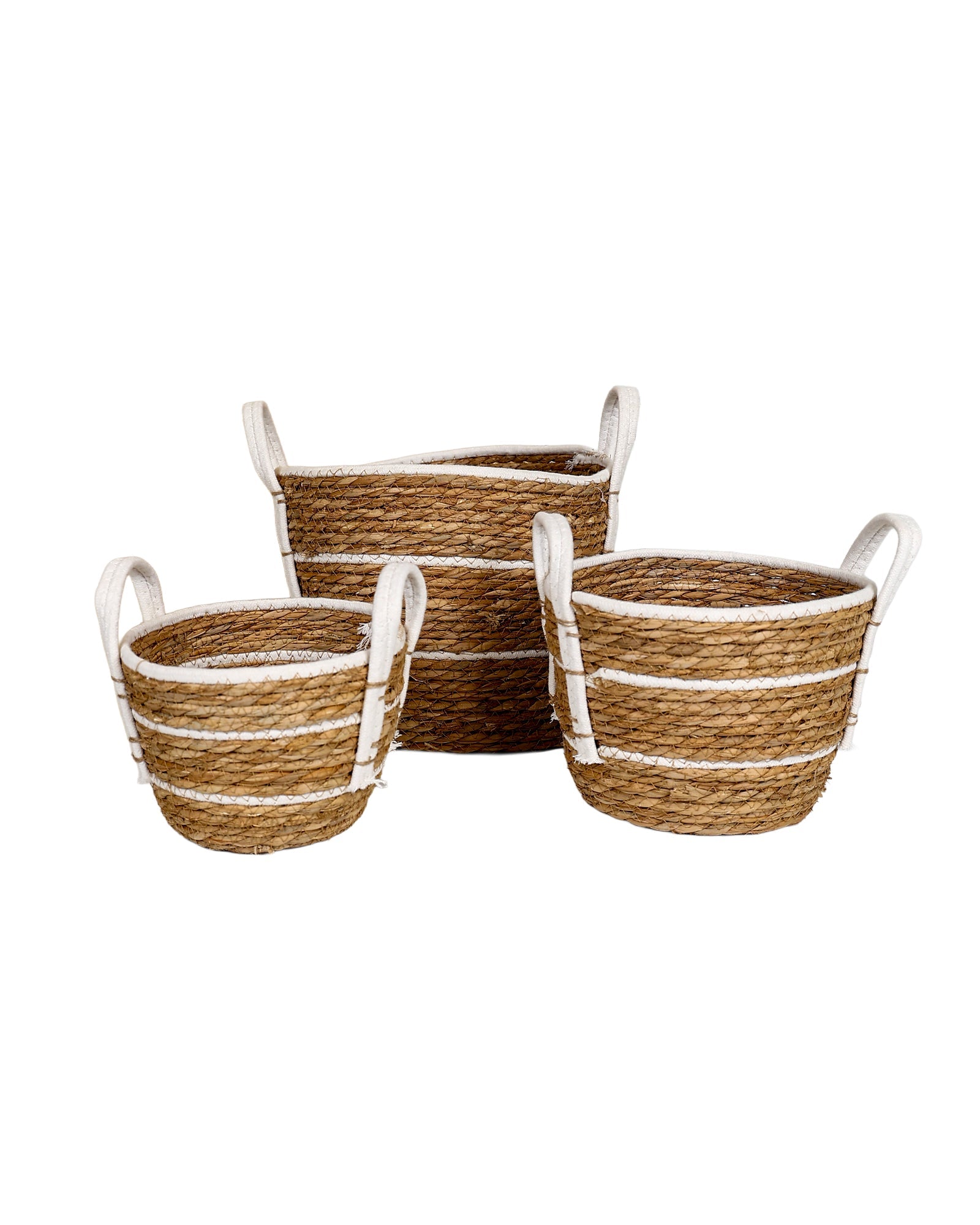 Small White Cotton Inset Tubby Bulrush Basket
