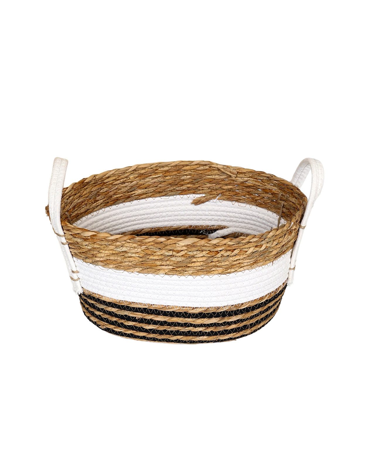 Medium Multi-Band Bulrush Oval Tubby Basket