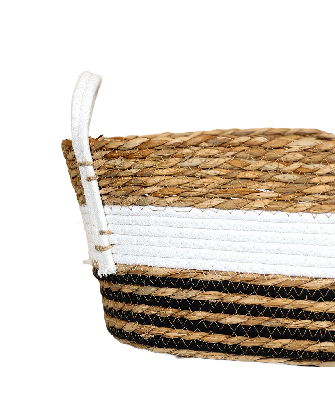 Medium Multi-Band Bulrush Oval Tubby Basket
