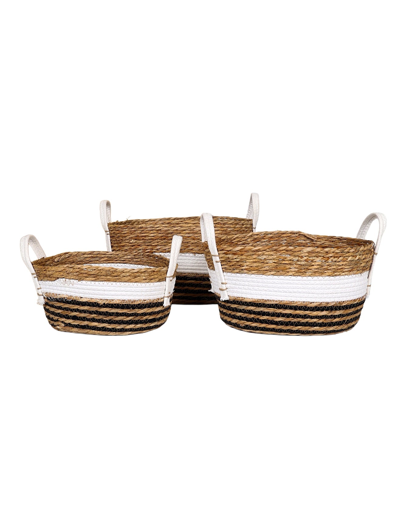 Medium Multi-Band Bulrush Oval Tubby Basket