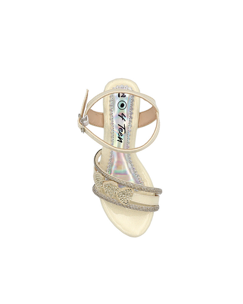 Embellished Heart Detail Strappy Jewelled Heel