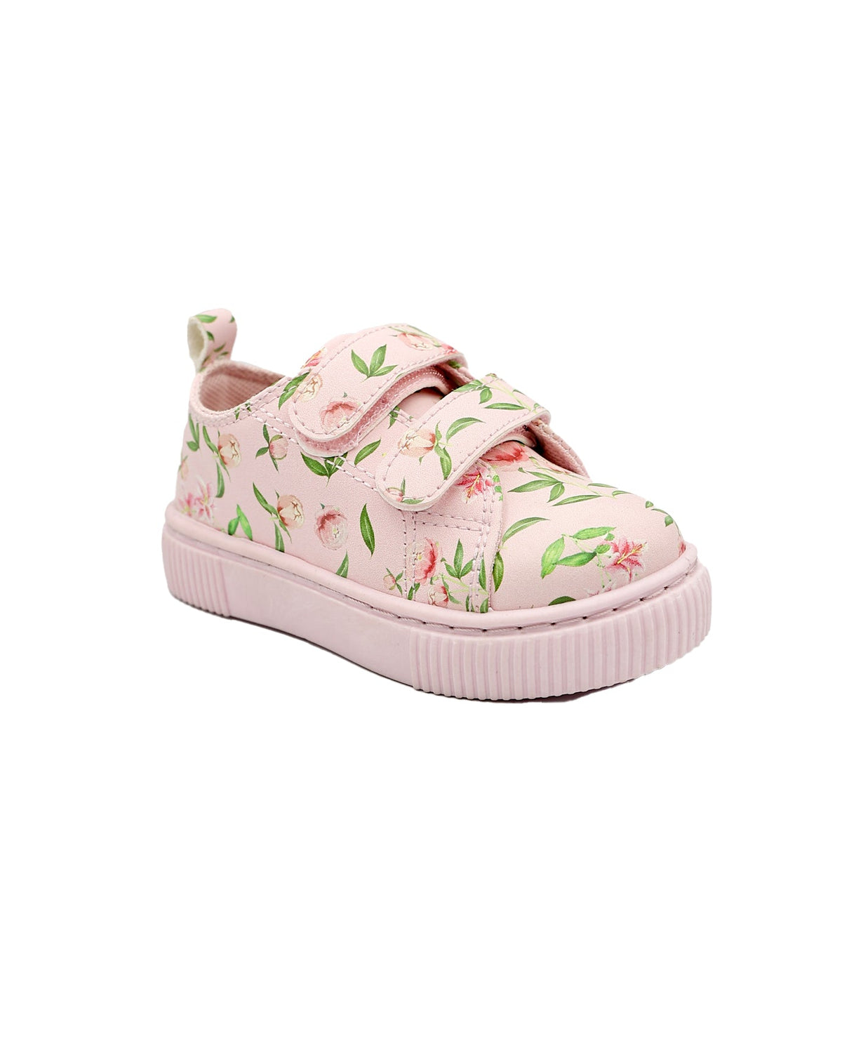 Girls Double Velcro Floral Print Sneaker