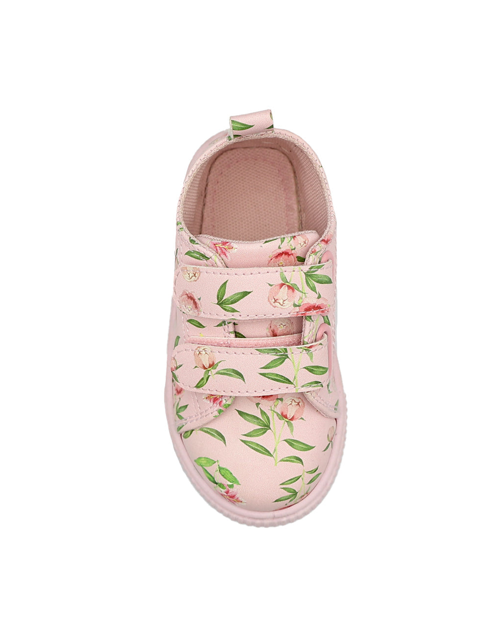 Girls Double Velcro Floral Print Sneaker