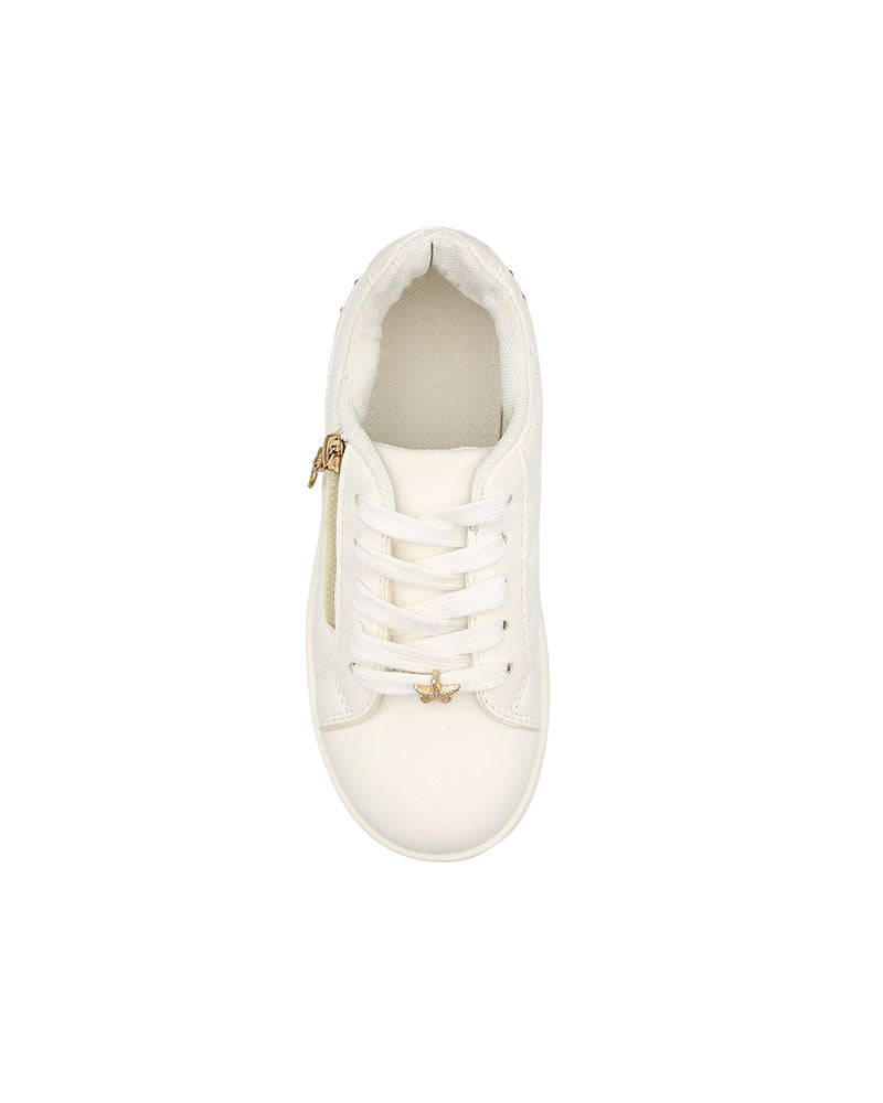 Girls White Quilt Detail Platform Sneaker