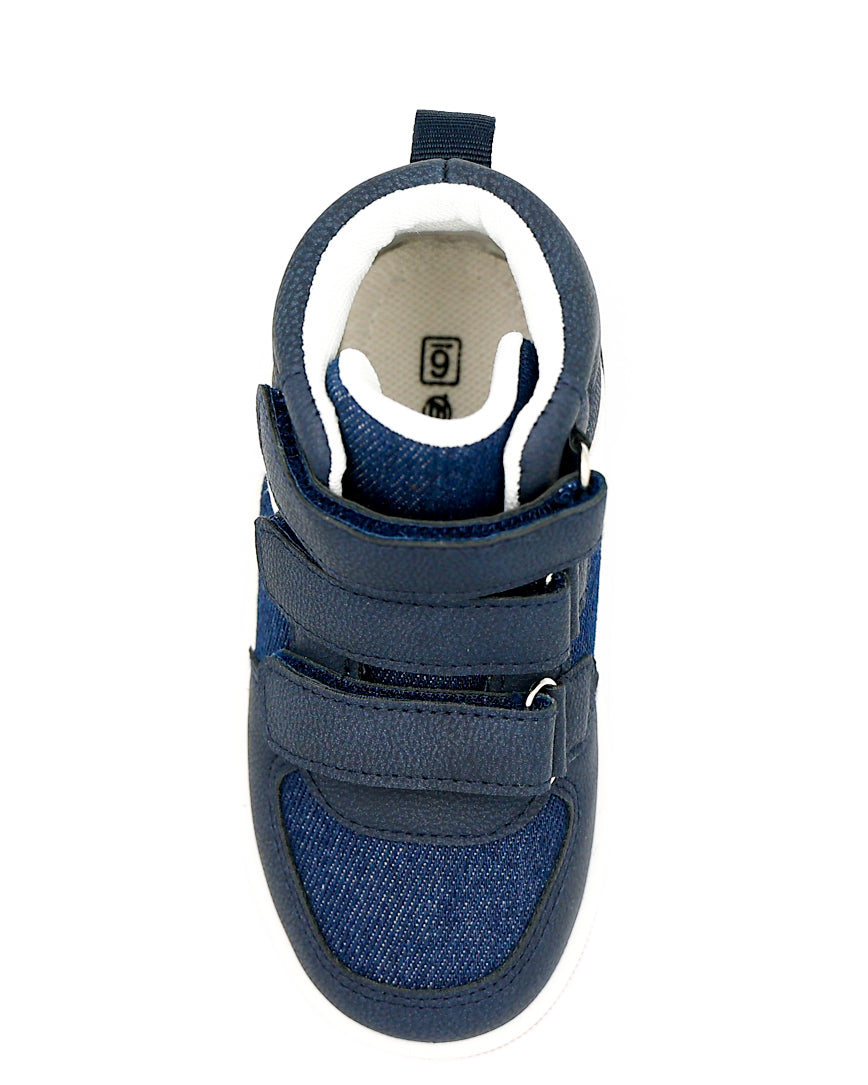 Boys Navy Velcro Fastening High Top Sneaker
