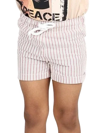 Rust & Cream Elasticated Cotton Shorts