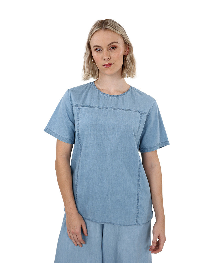 Denim Co-Ord Short Sleeve Blouse