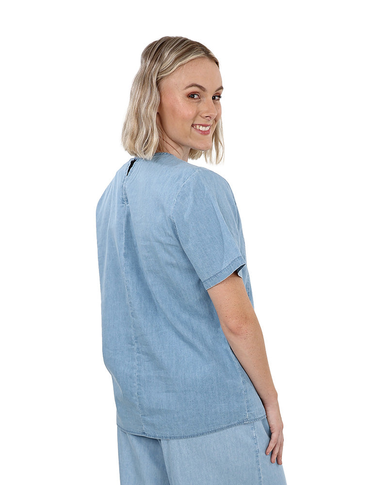 Denim Co-Ord Short Sleeve Blouse