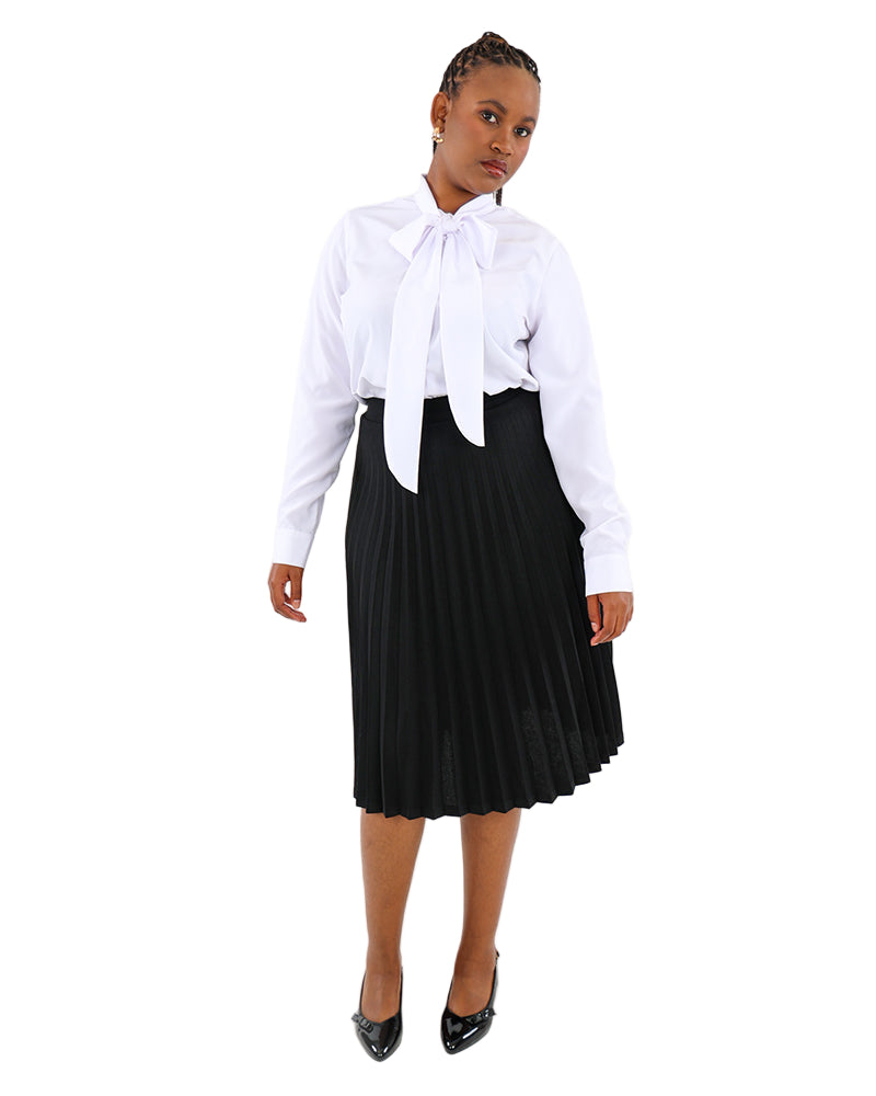 Black Stretch Pleated Skirt