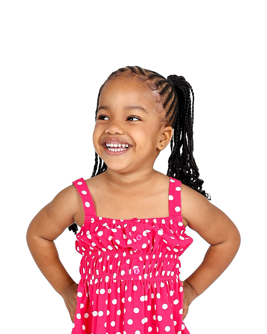 Sleeveless Cerise Polka Dot Dress