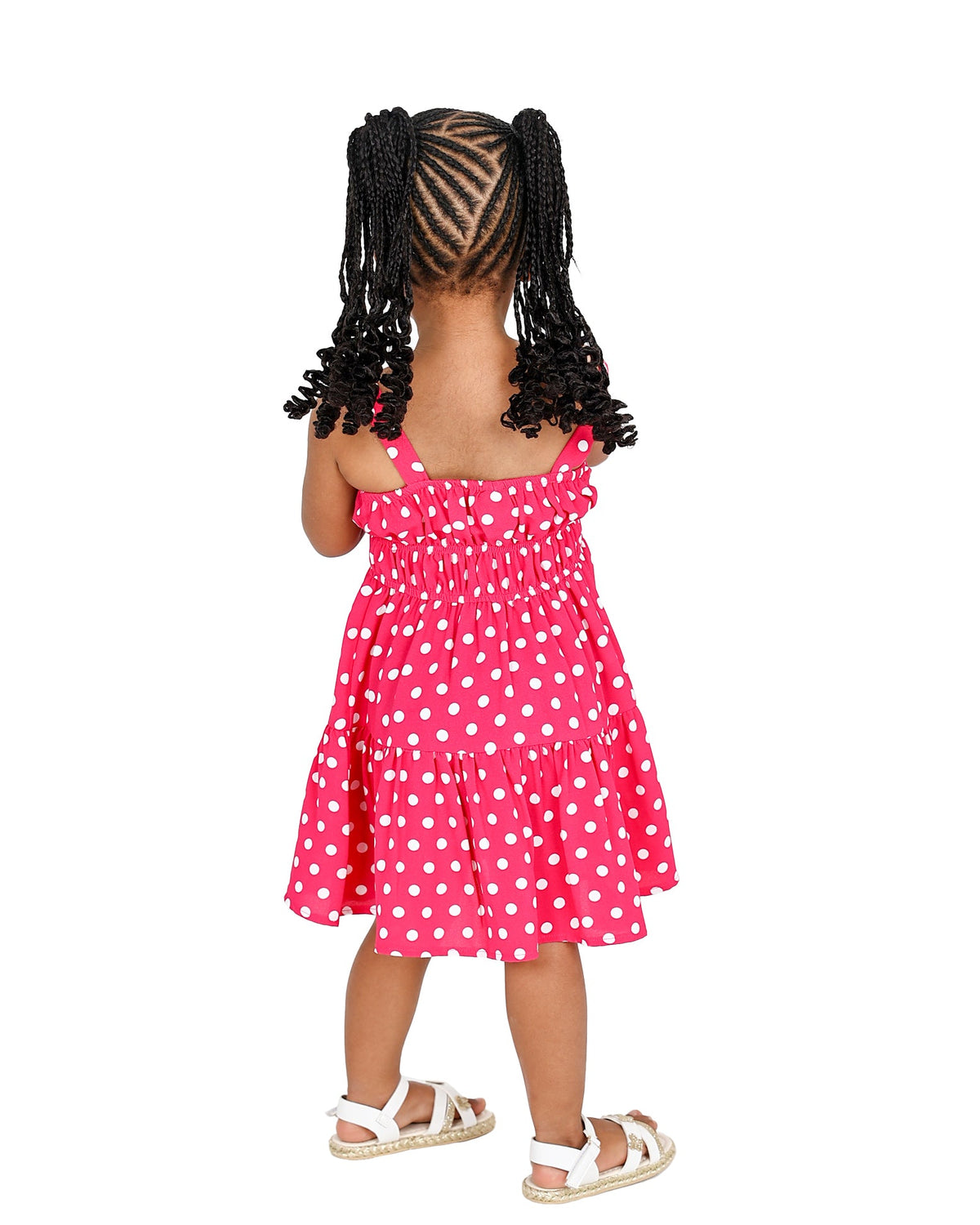 Sleeveless Cerise Polka Dot Dress