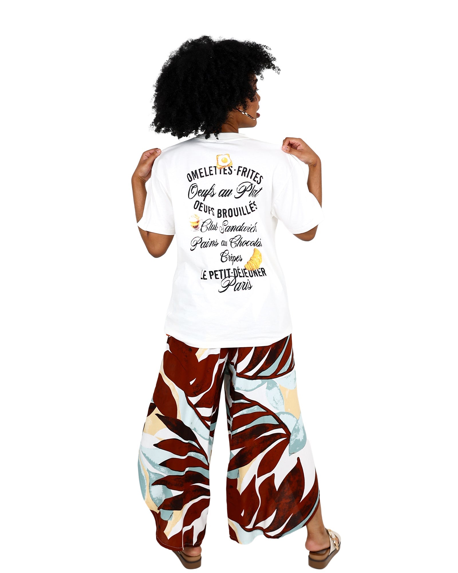 Oversized Breakfast Graphic Print T-Shirt