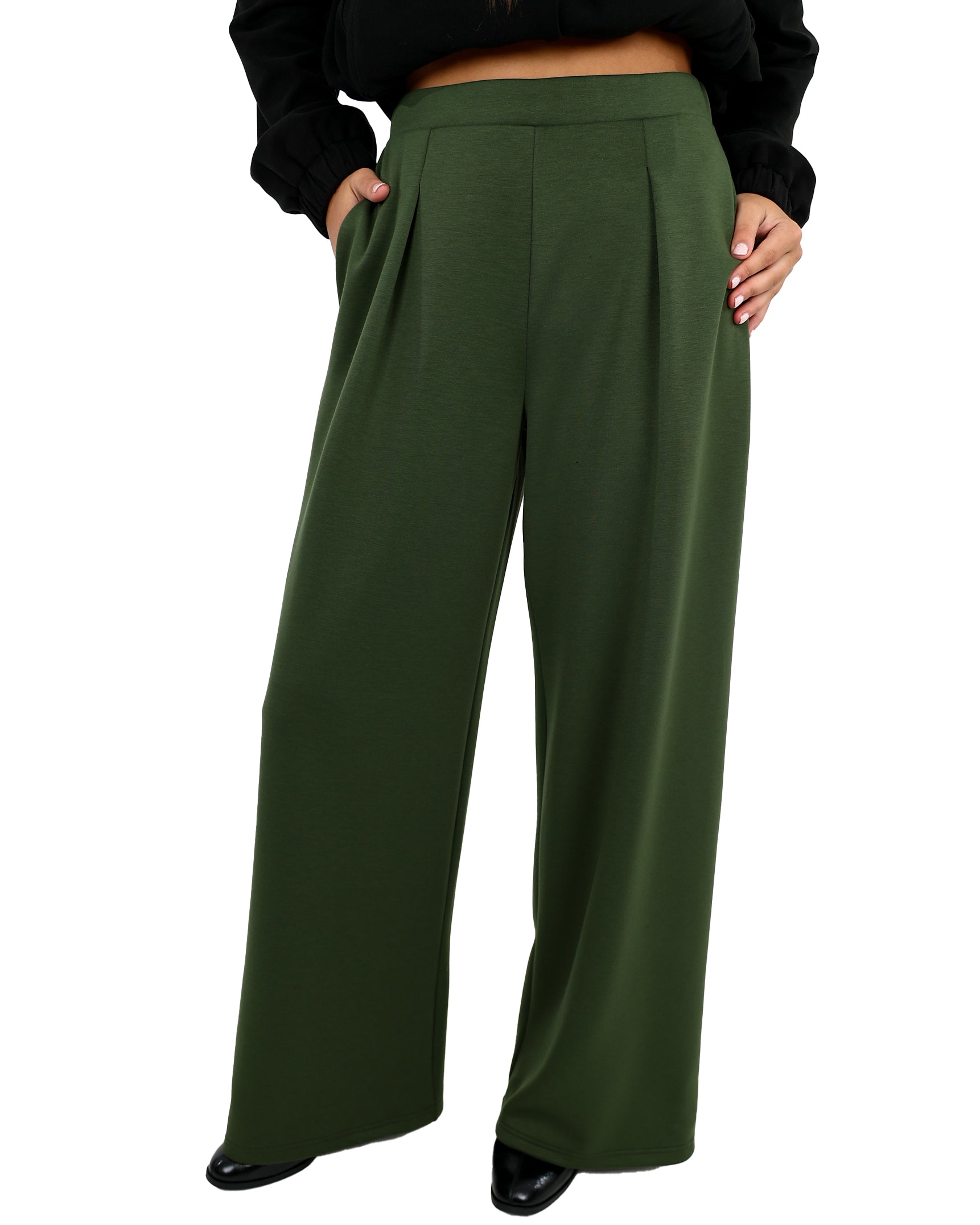 Olive Flared Scuba Pants