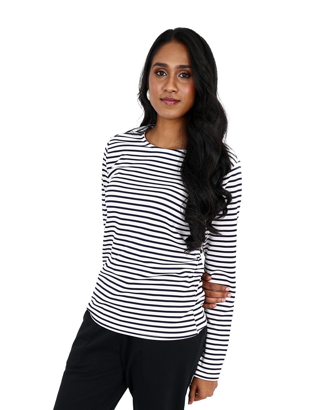 Jacquard Long Sleeve Striped T-Shirt