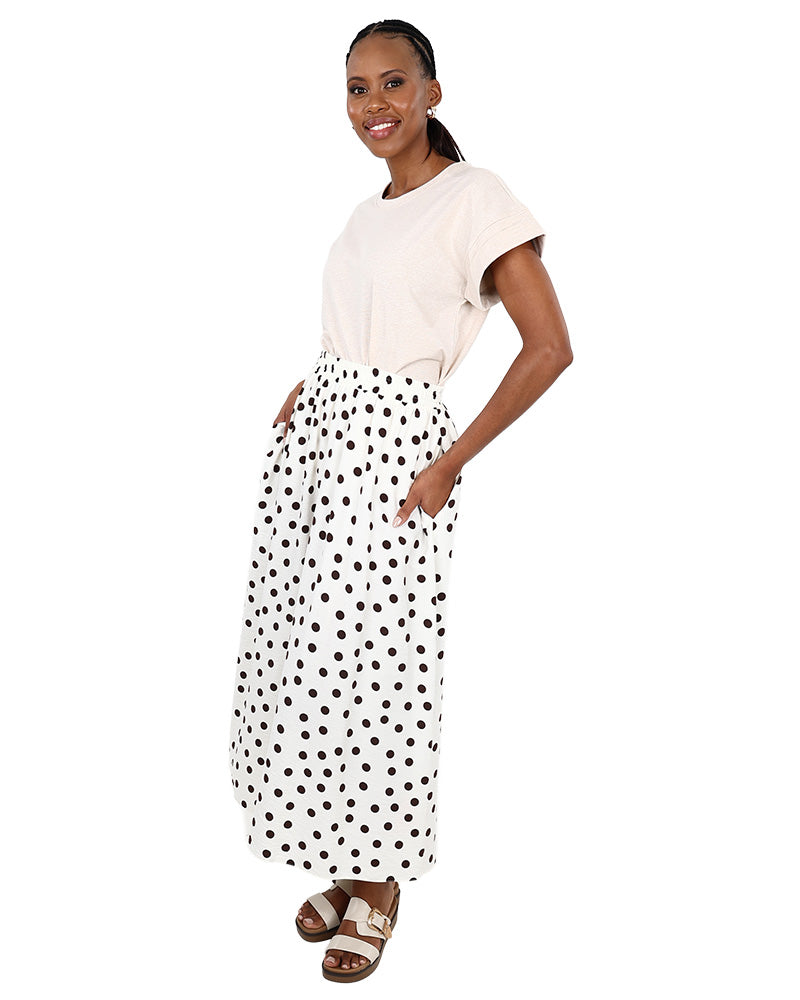 Elasticated Polka Dot Maxi Skirt
