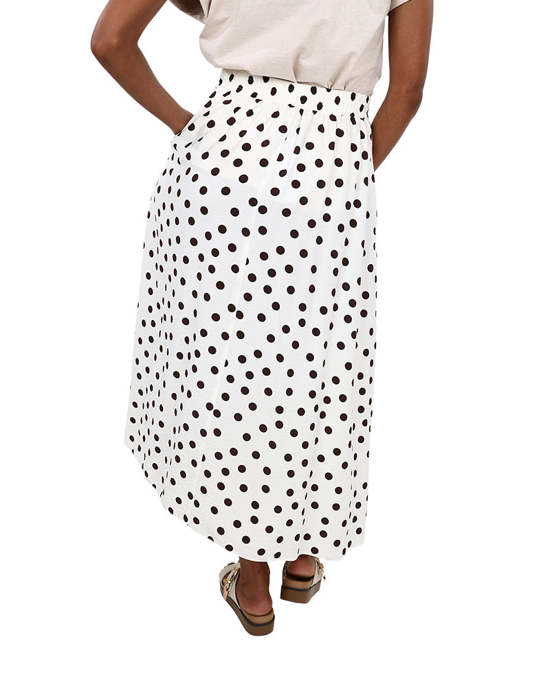 Elasticated Polka Dot Maxi Skirt