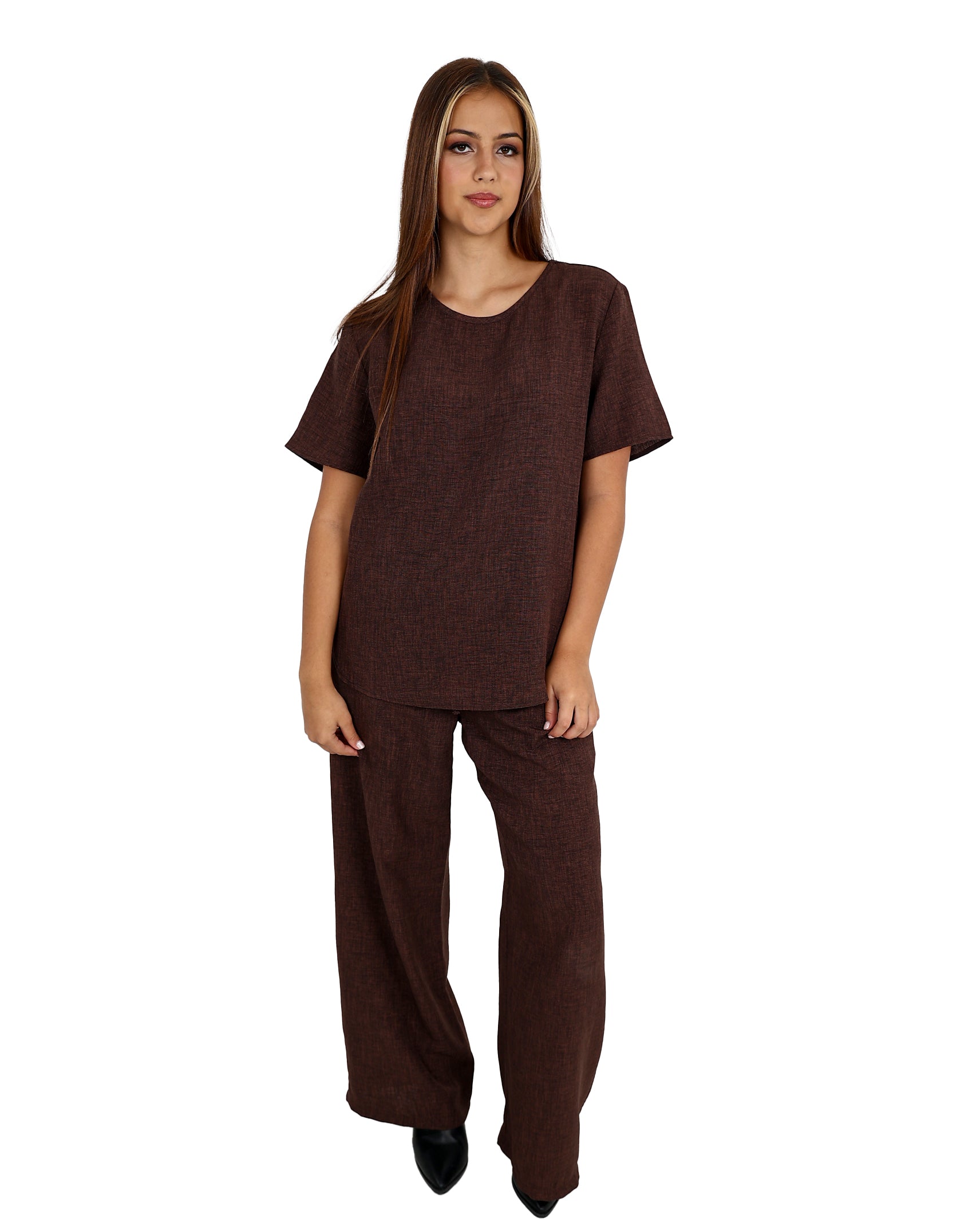 Chocolate Co-Ord Round Neck Blouse