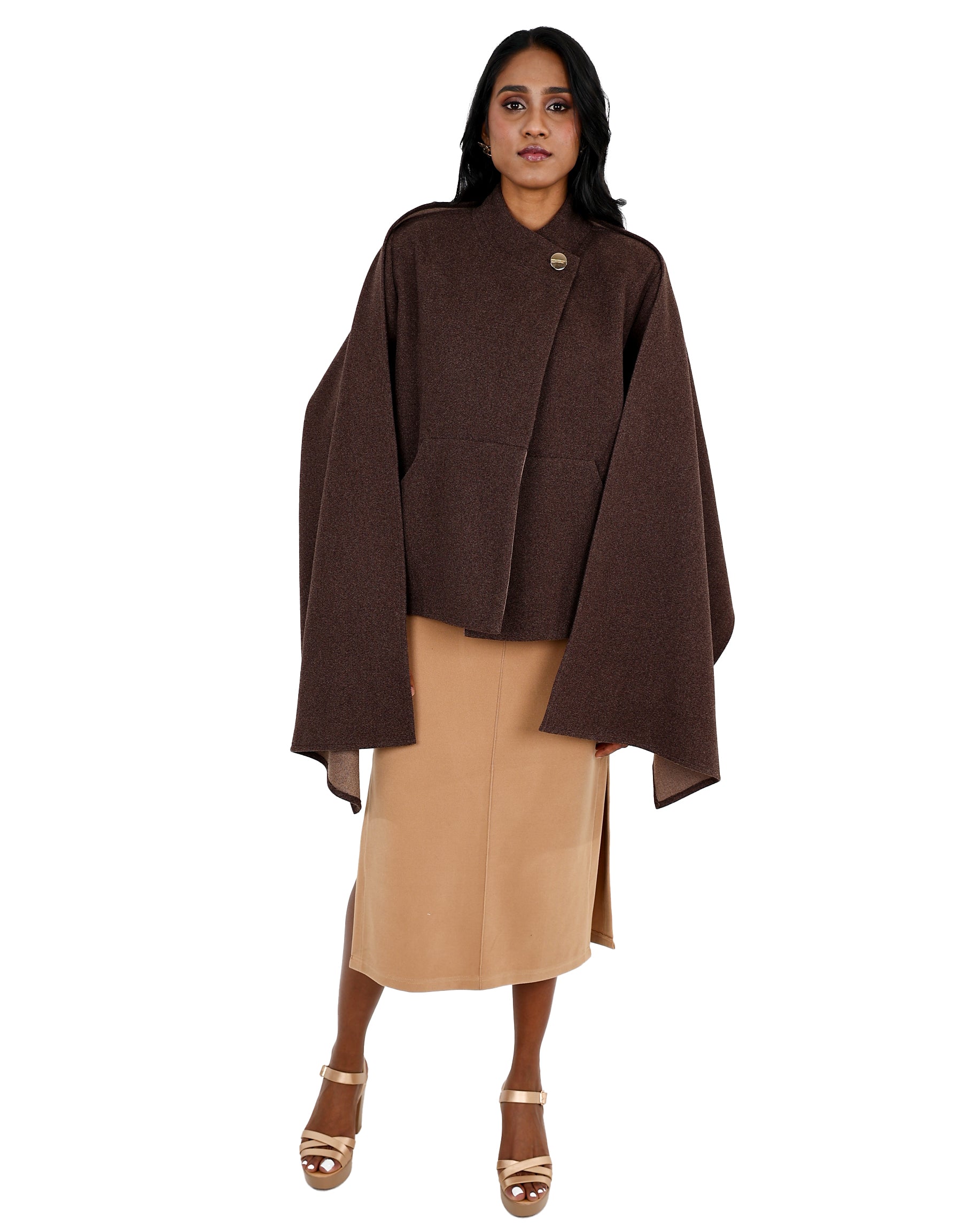 Melton Jacket with Detachable Shawl