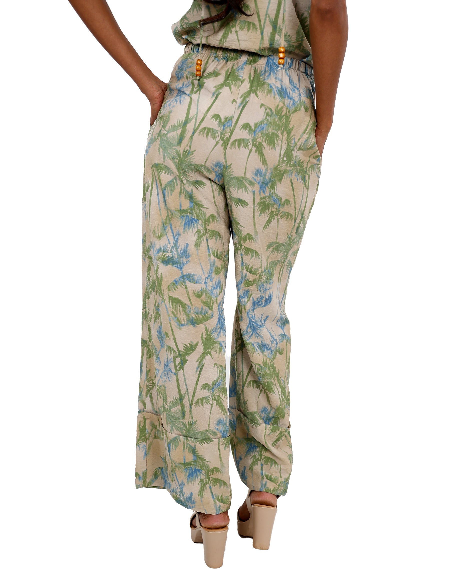 Palm Print Co-Ord Elasticated Pants