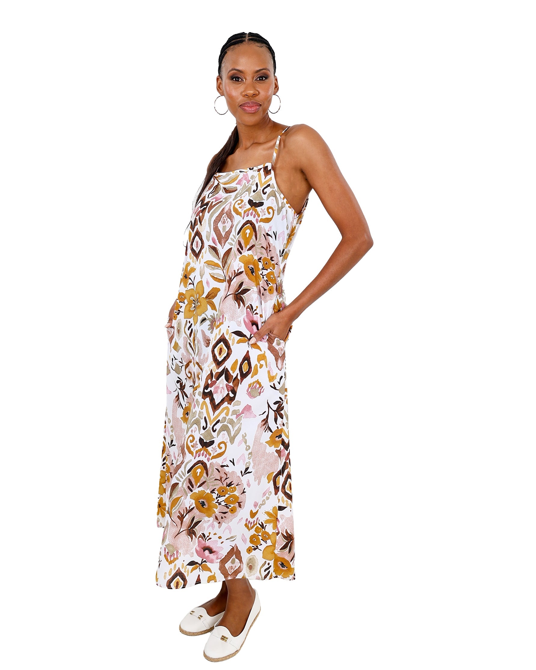 Blush Printed Strappy Maxi Dress