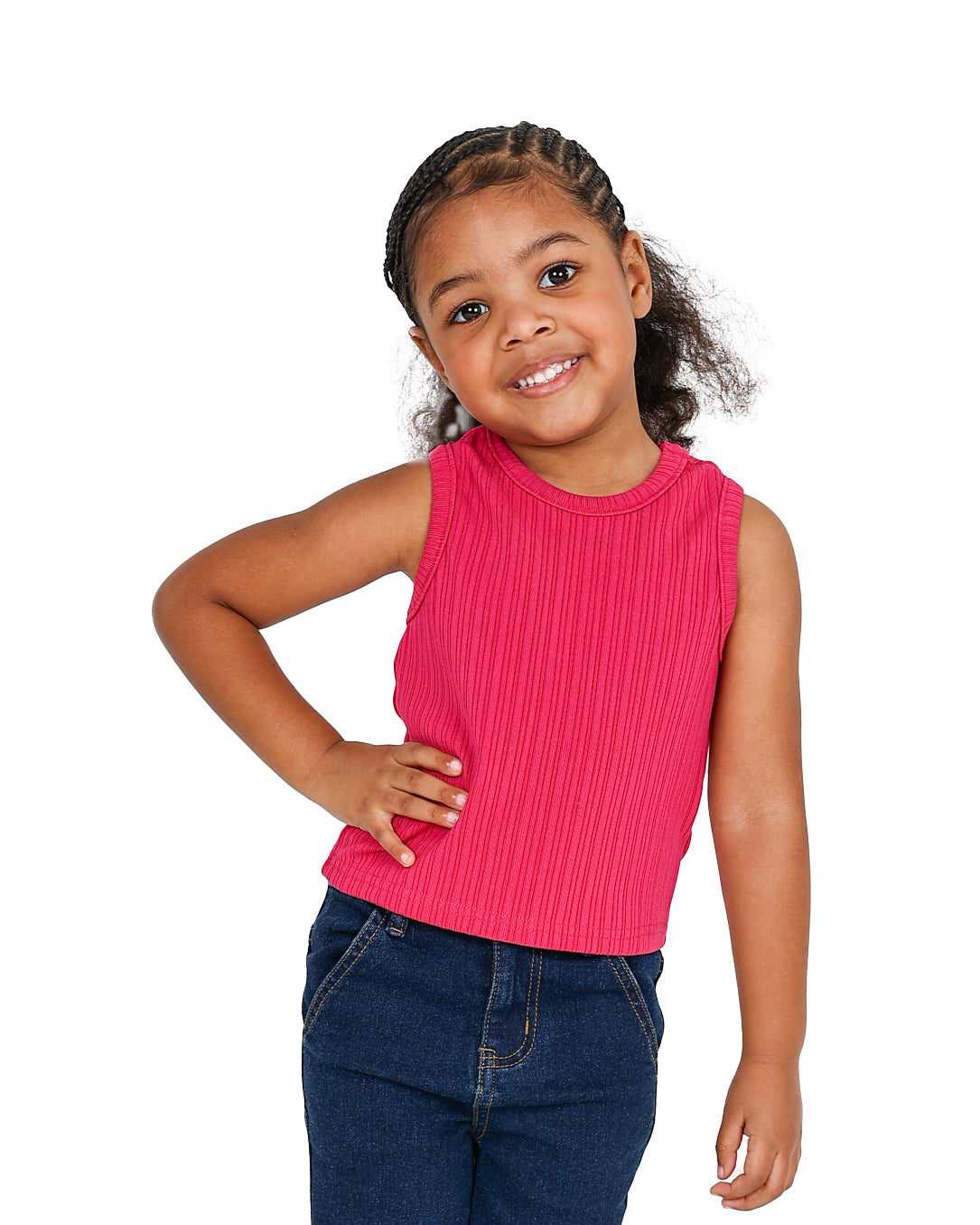 Sleeveless Magenta Ribbed Tank Top