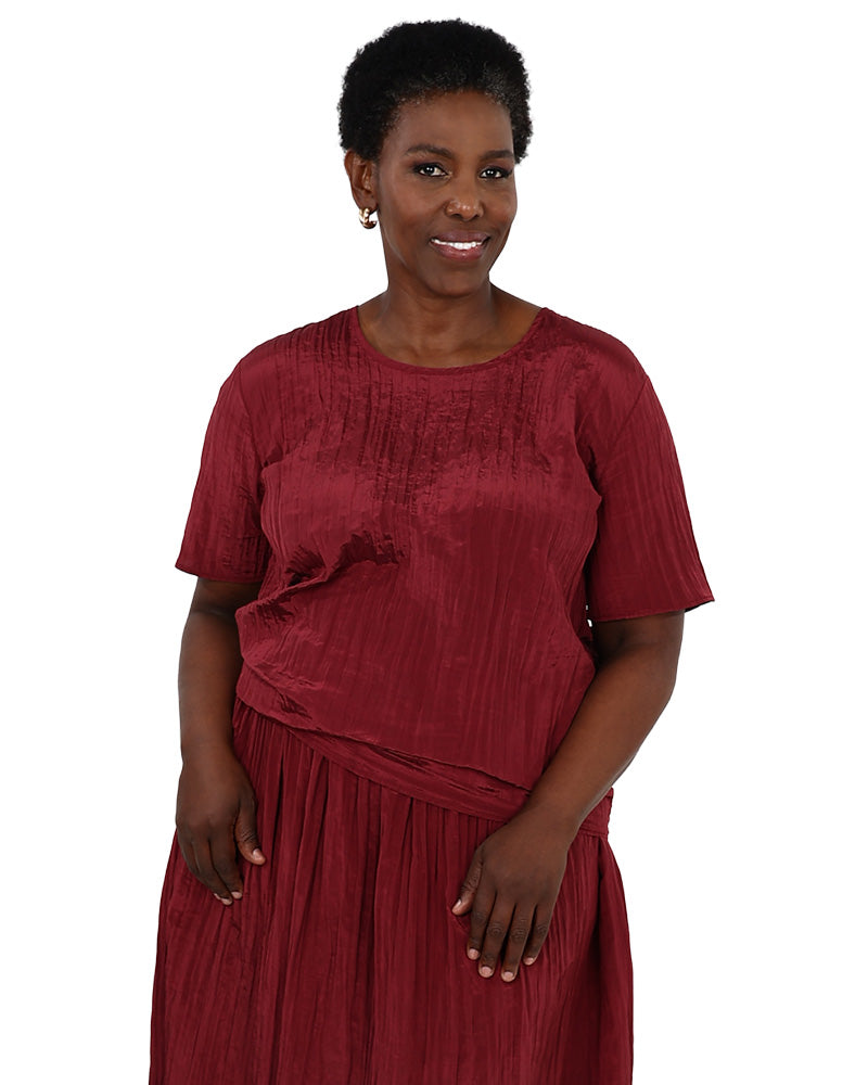 Grape Co-Ord Short Sleeve Textured Blouse