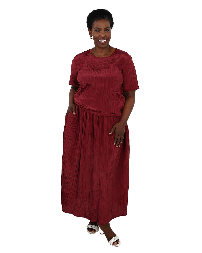 Grape Co-Ord Short Sleeve Textured Blouse