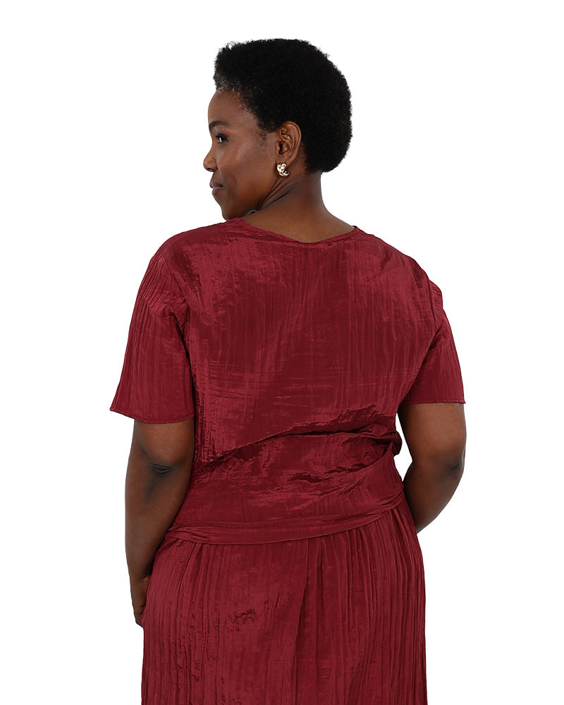 Grape Co-Ord Short Sleeve Textured Blouse