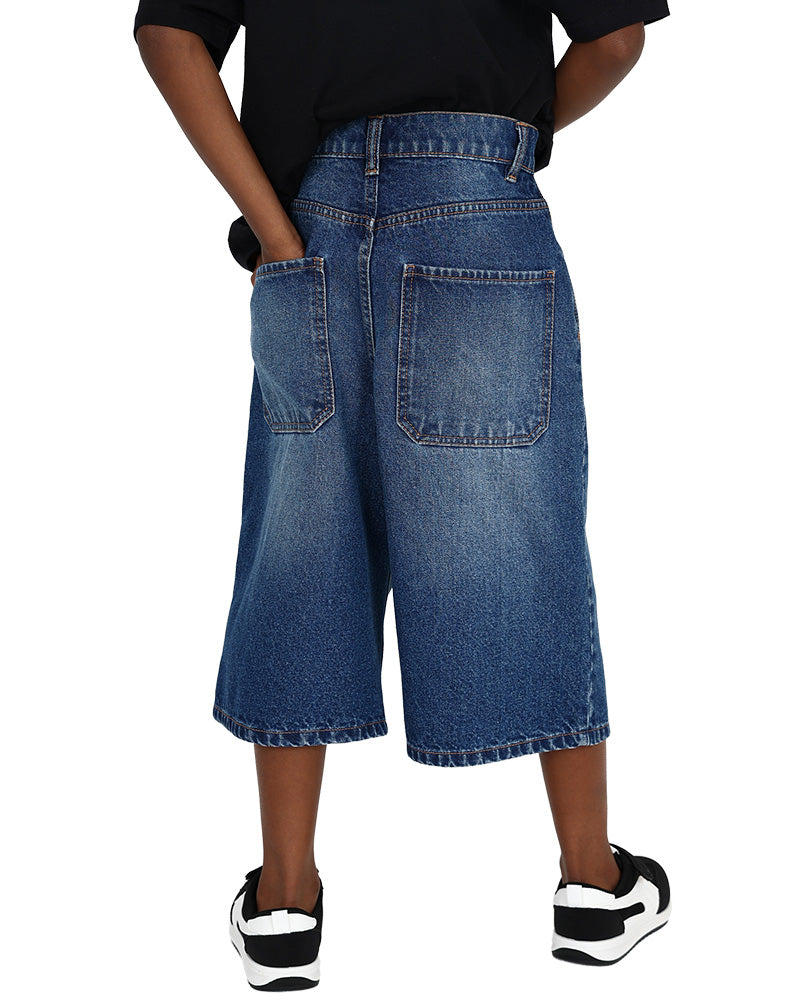 Medium Indigo Baggy Denim Shorts