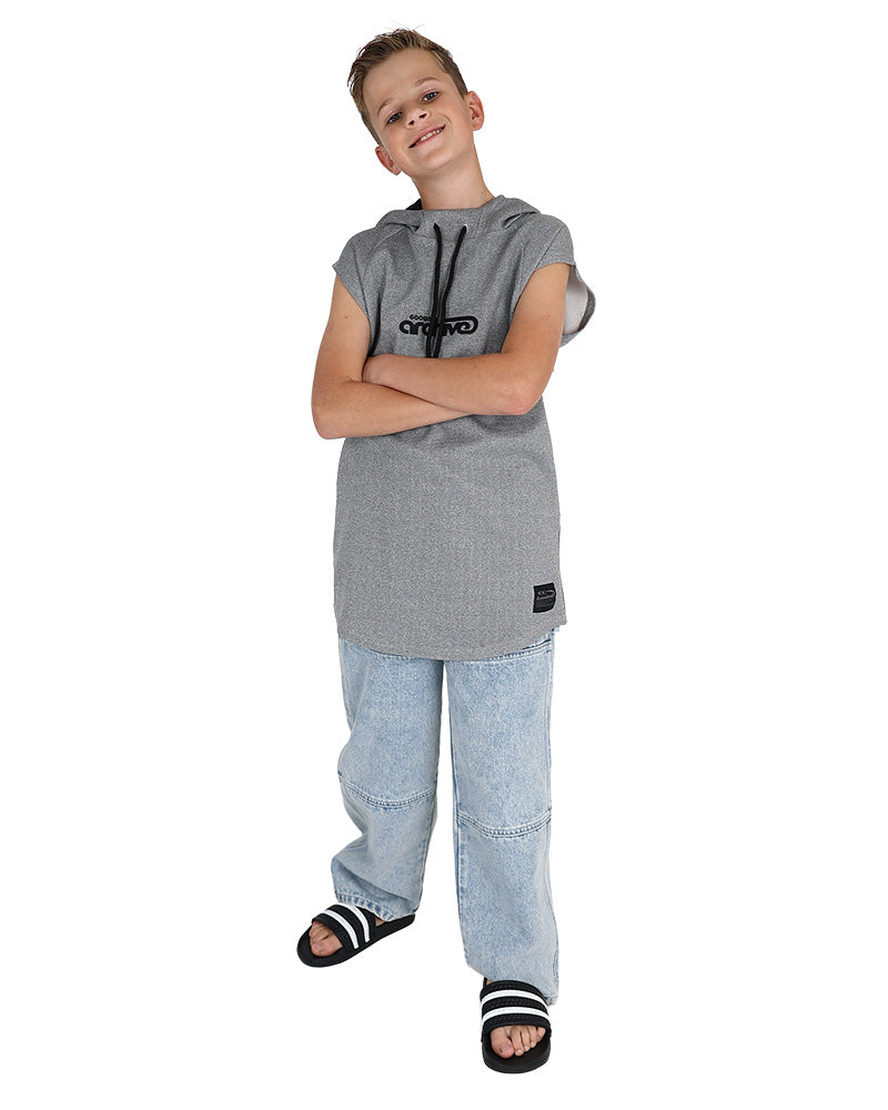 Sleeveless Grey Scuba Hoodie