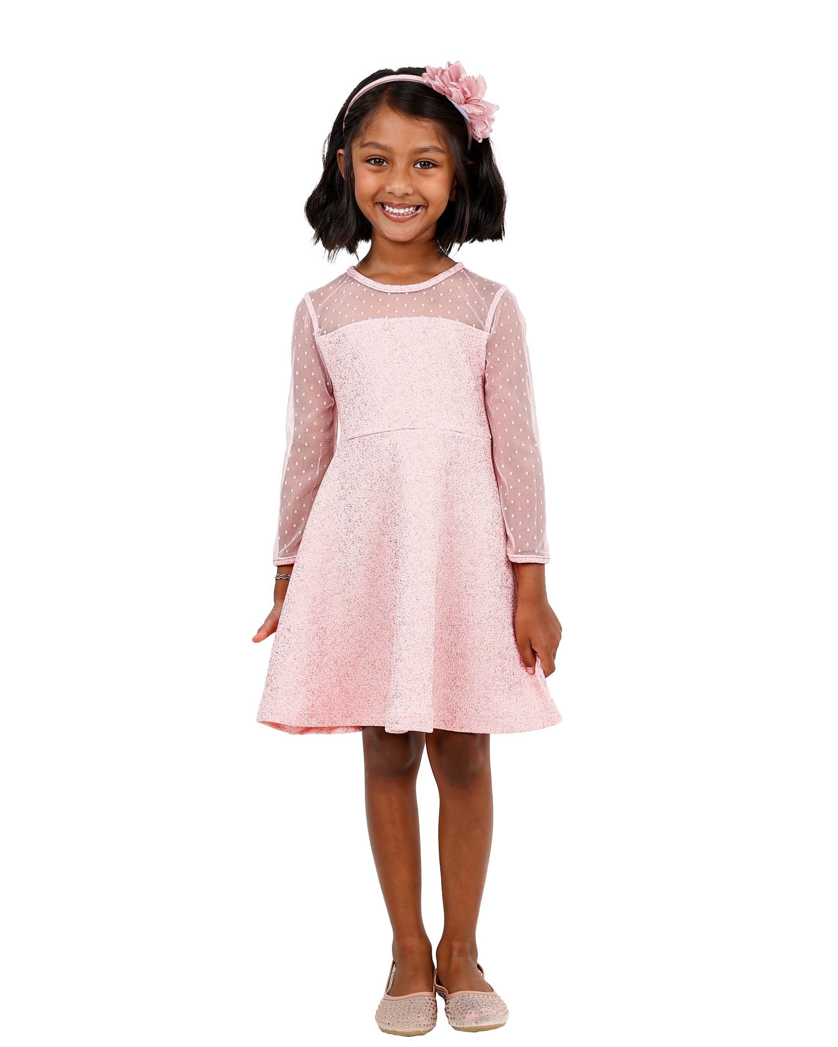 Speckled Glitter Long Sleeve Mesh Dress