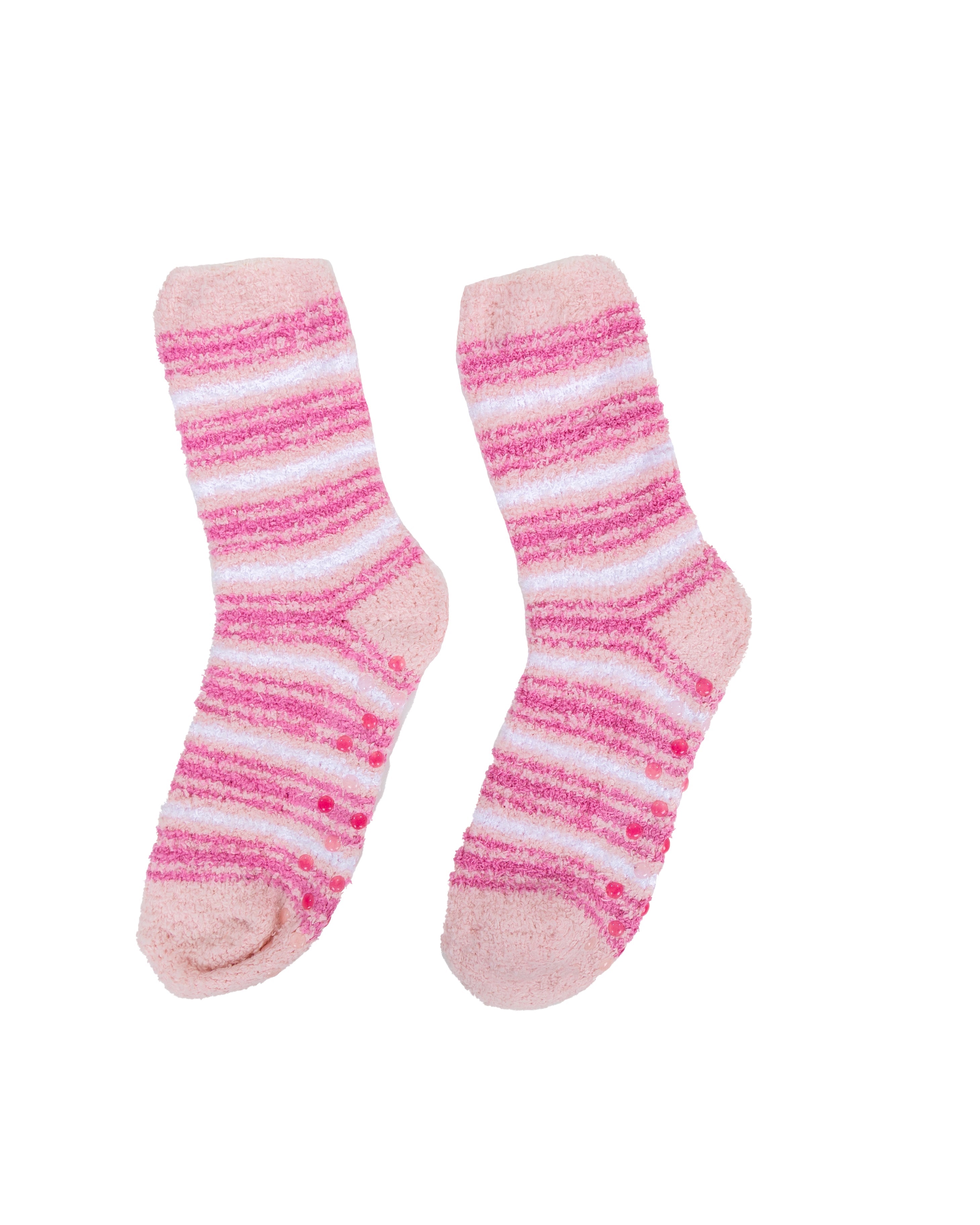 Pink 2 Pack Stripe & Zig Zag Slipper Socks