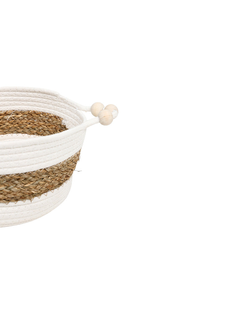 White & Natural Small Storage Basket