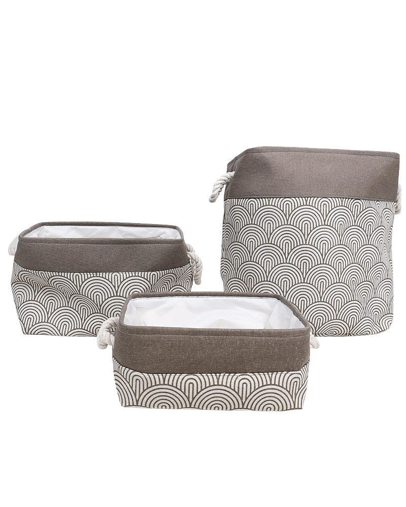 Natural Geometric Foldable Cotton Canvas Storage Basket