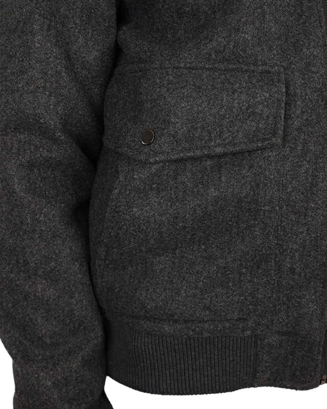 Grey Mélange Melton Harrington Zip Up Jacket