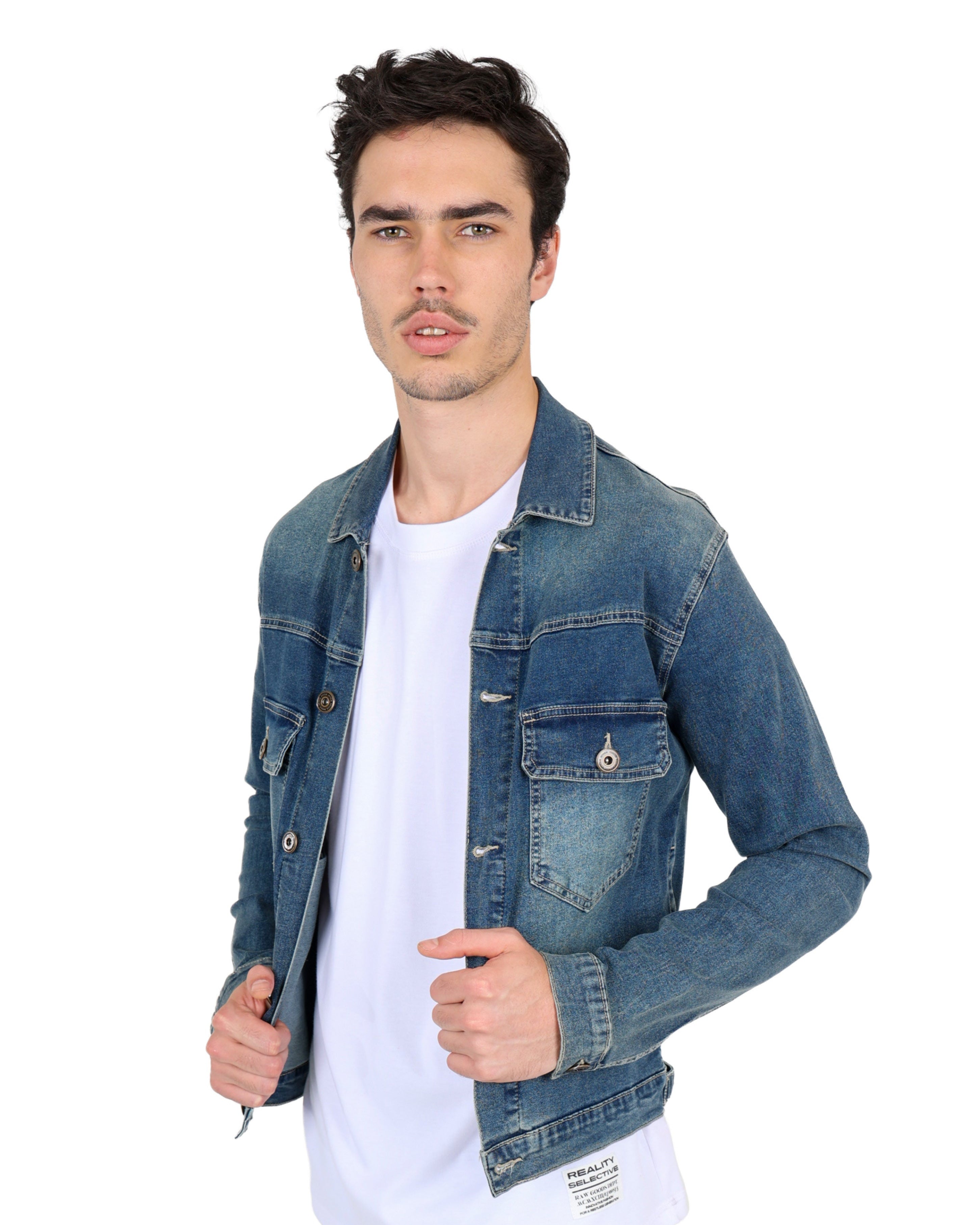Dark Indigo Styled Up Double Patch Pocket Denim Jacket