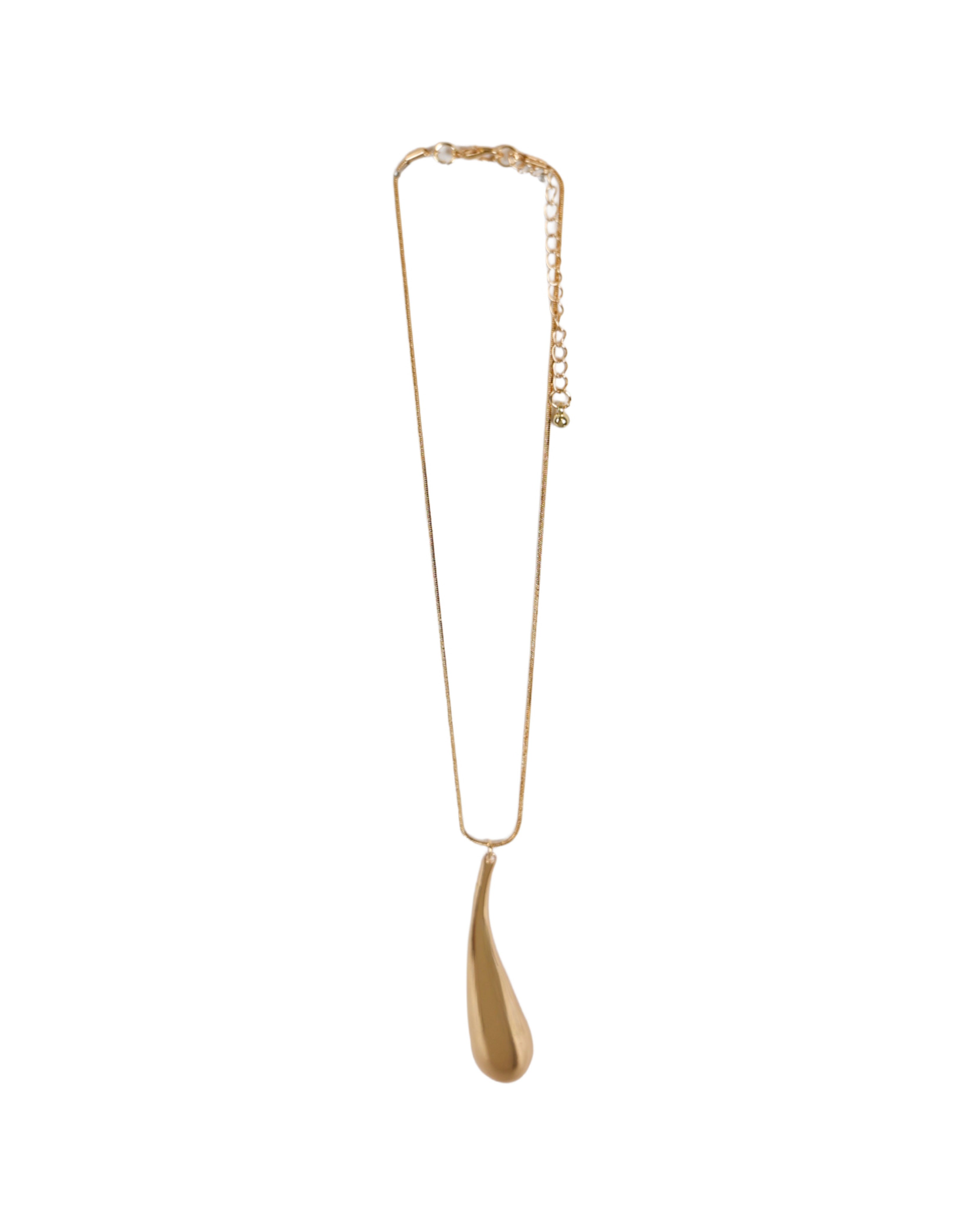 Gold Teardrop Pendent Necklace