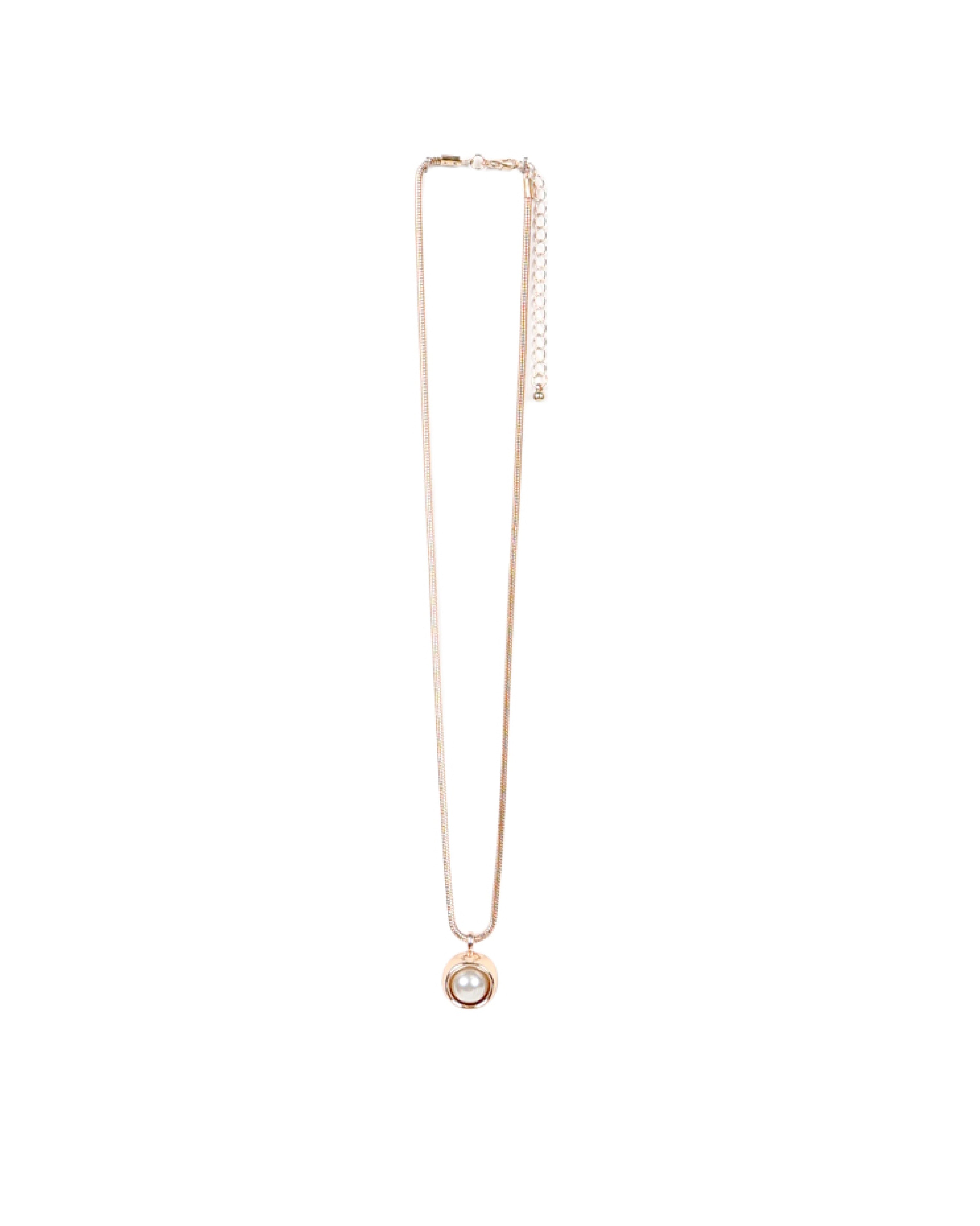 Gold 3D Pearl Pendent Necklace