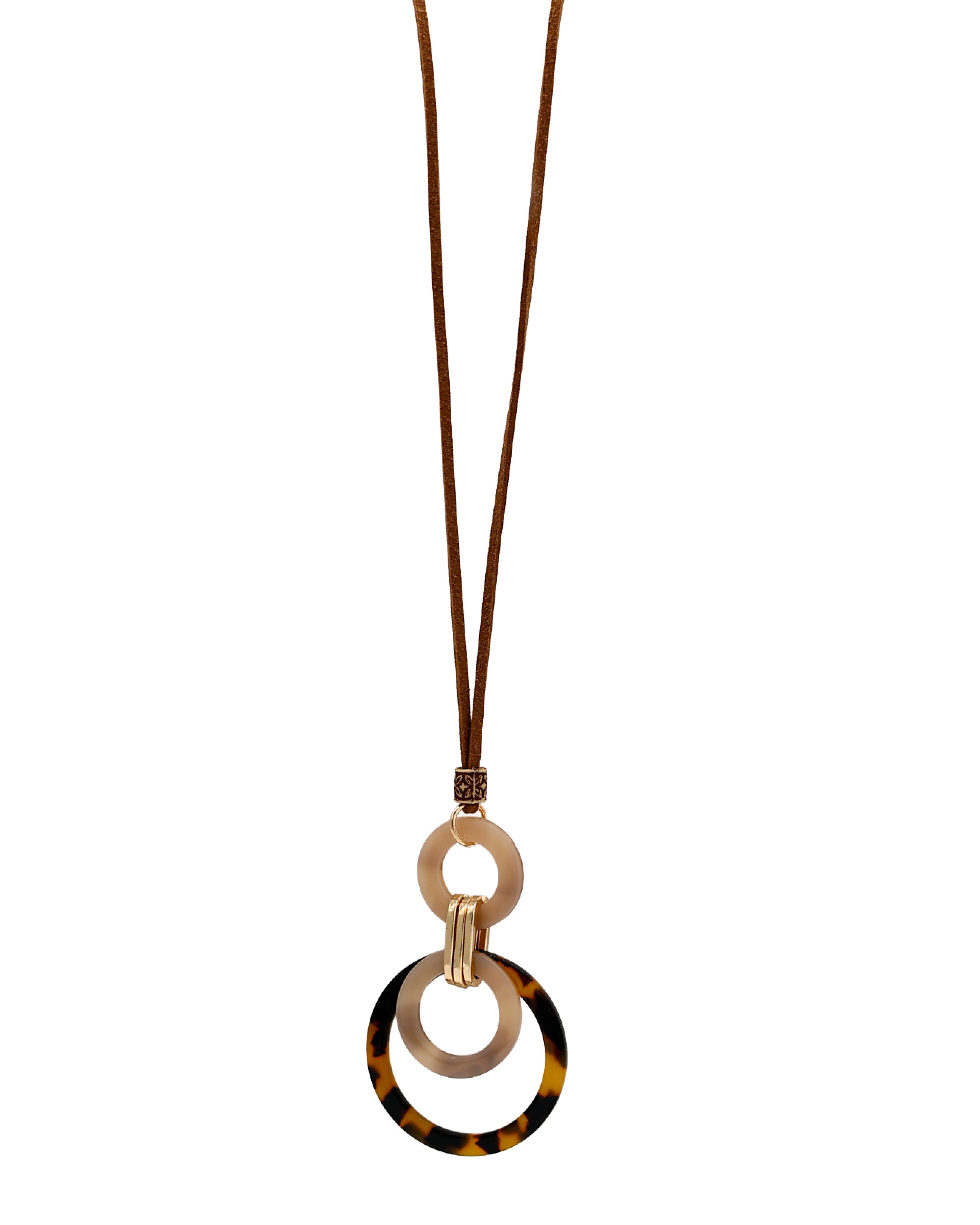 Amber Ring Leather String Necklace