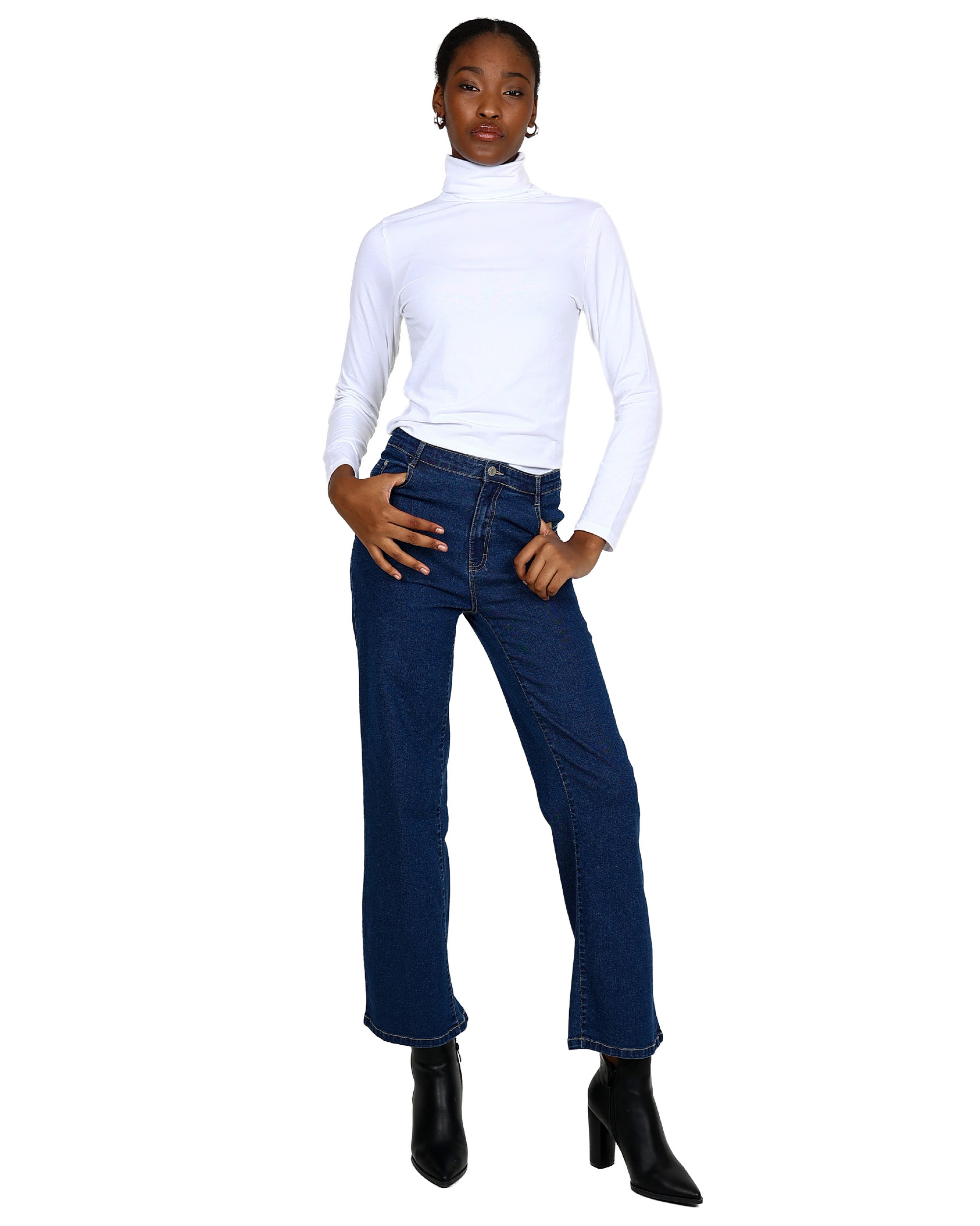 White Long Sleeve Polo Neck