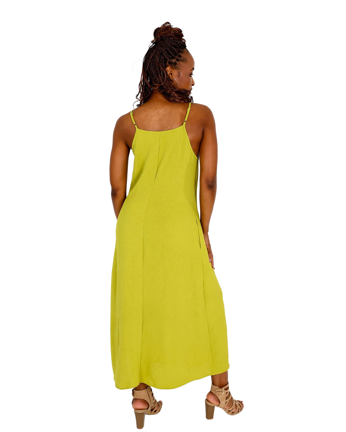 Chartreuse Square Neck Strappy Maxi Dress