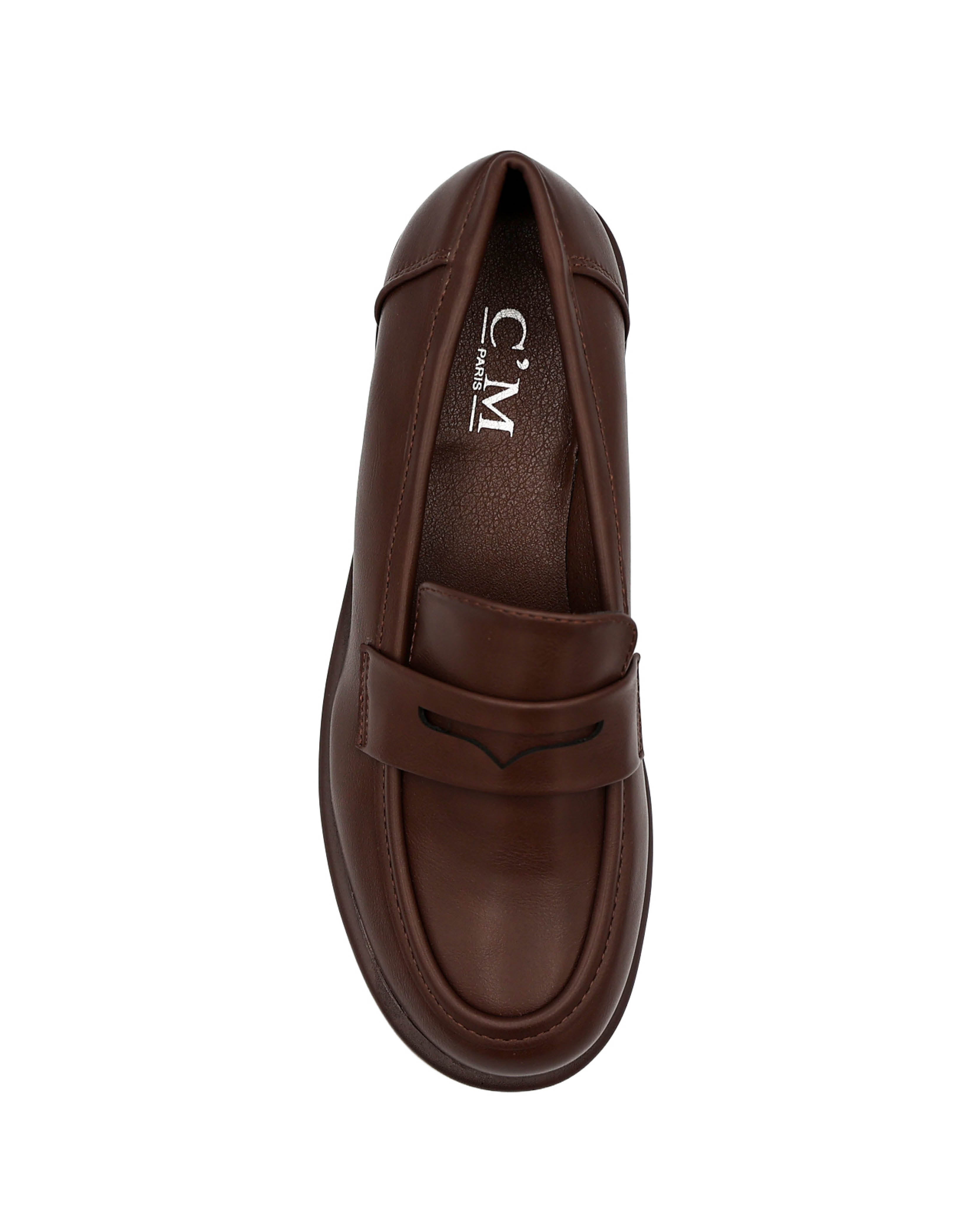 Brown Penny Moccasins Platform Boyfriend