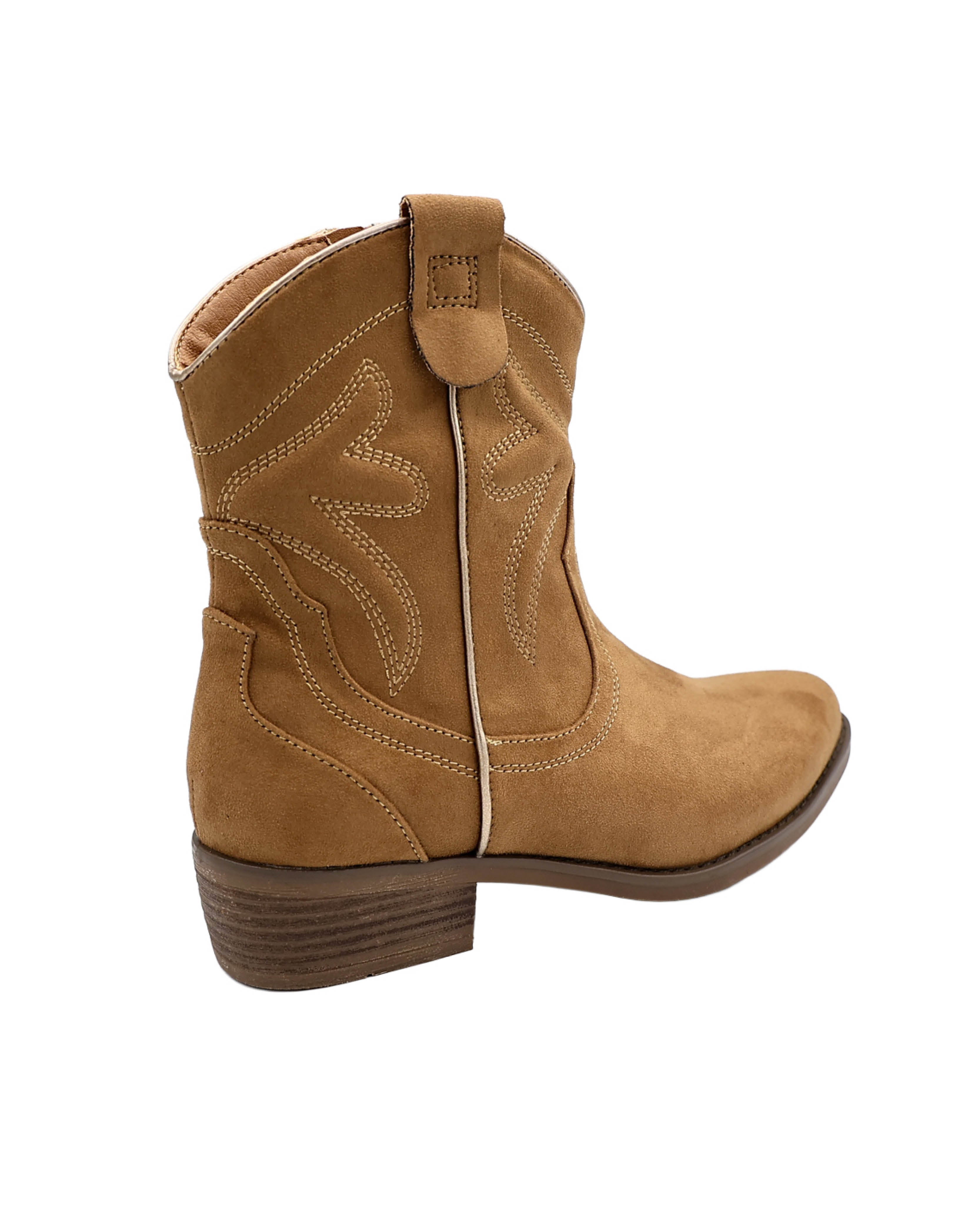 Beige Suede Look Cowboy Boots
