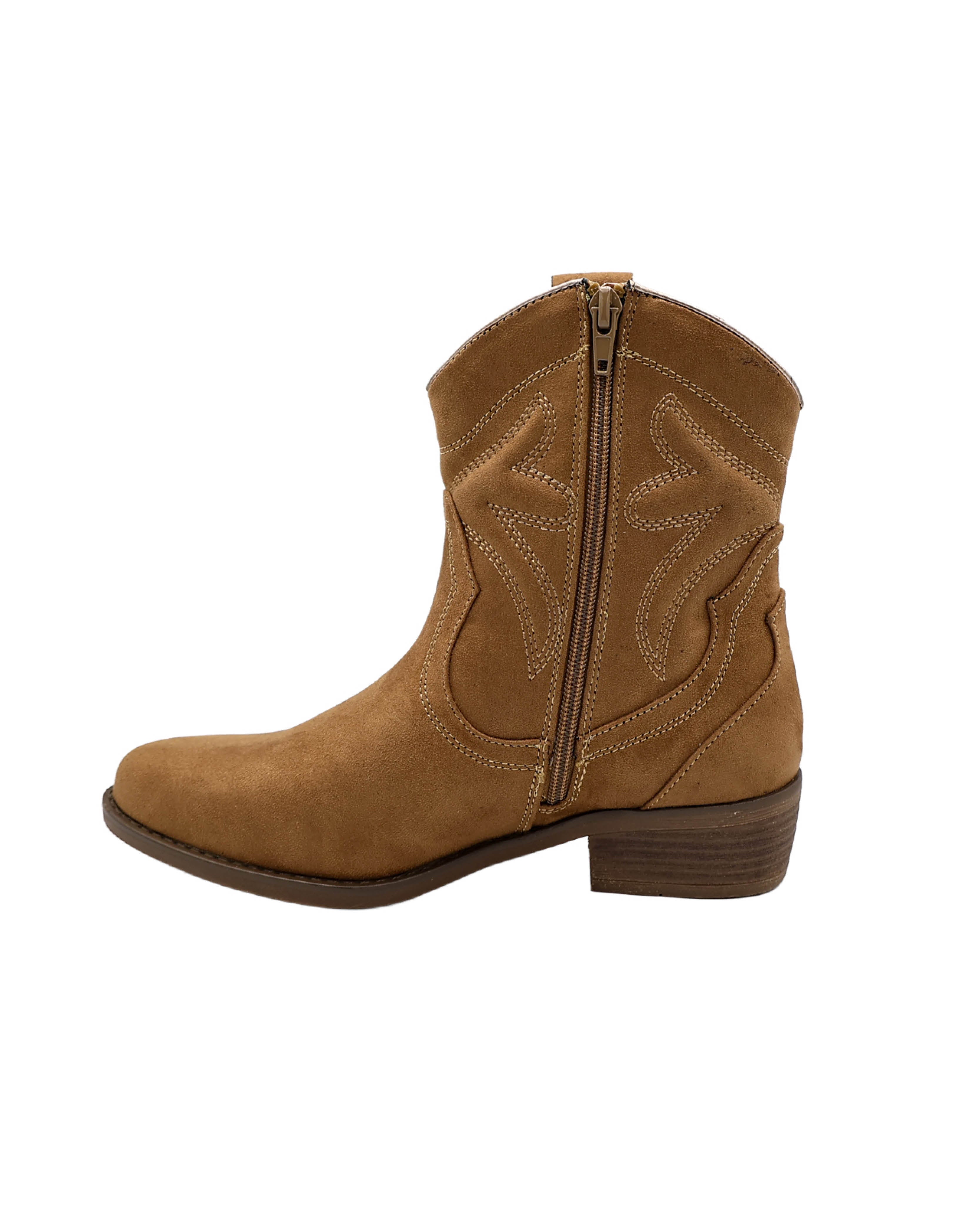 Beige Suede Look Cowboy Boots