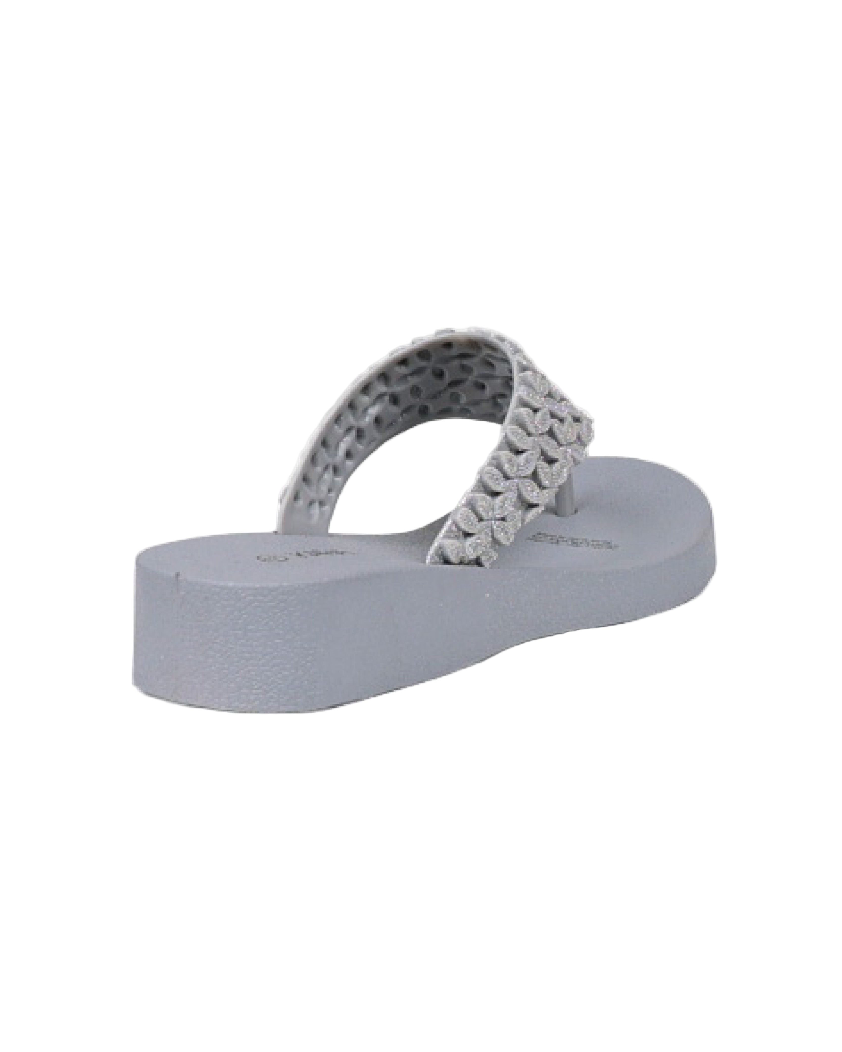 Grey Glitter Petal Detail Jelly Wedge Sandal